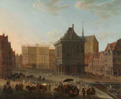 建設中の新しい市庁舎のあるアムステルダムのダム 作： Jacob van der Ulft (attributed to)