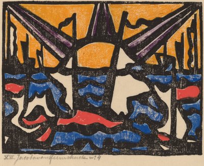 太陽のある風景、c。 1915年。 作： Jacoba van Heemskerck van Beest