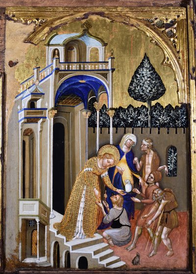 施しをするルシア、1410年頃。 作： Jacobello del Fiore.