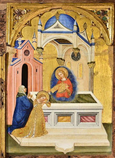 聖アガサの墓で祈るルシア、1410年頃。 作： Jacobello del Fiore.