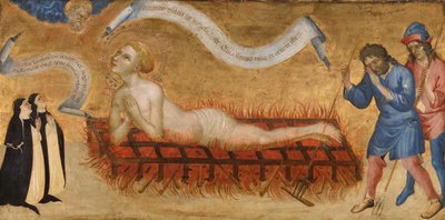 聖ローレンスの殉教、2 人のベネディクト修道女 作： Jacobello del Fiore