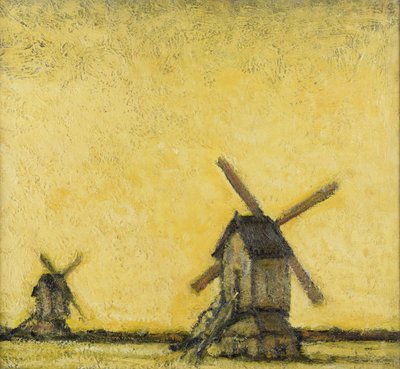 2つの風車のある風景、1900年頃 作： Jacobs Smits