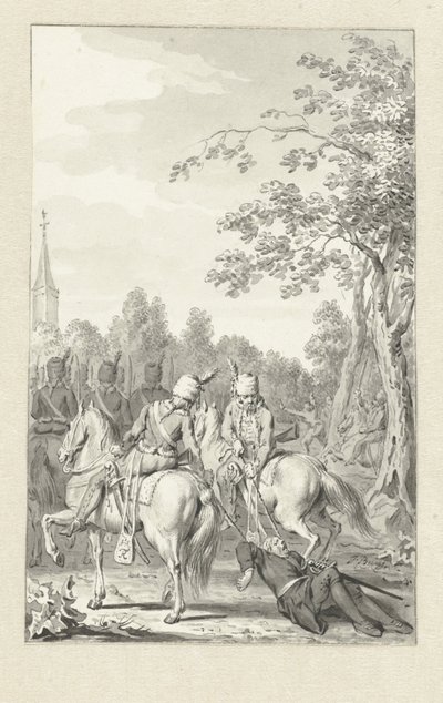 プロイセンの軽騎兵によって虐待されたクルーワー 作： Jacobus Buys