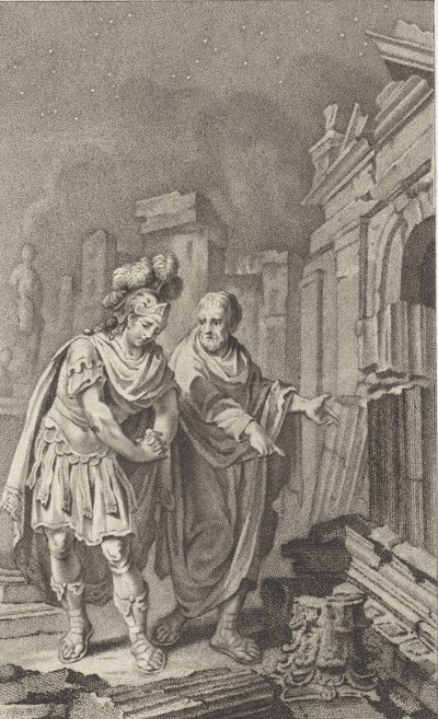 1797年、ポリビウスの会社でカルタゴ遺跡の前のスキピオエミリアーヌス。 作： Jacobus Buys