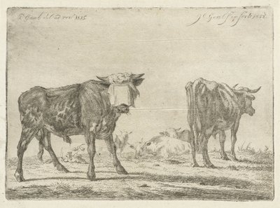 牛の群れと目隠しされた雄牛 作： Jacobus Cornelis Gaal