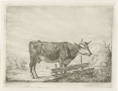 柵のそばに立つ牛 作： Jacobus Cornelis Gaal