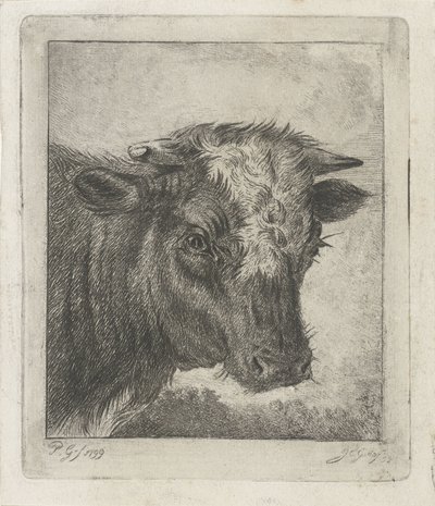 白いタートルネックの牛の頭 作： Jacobus Cornelis Gaal
