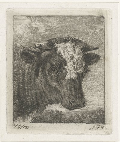 白いコルと牛の頭 作： Jacobus Cornelis Gaal