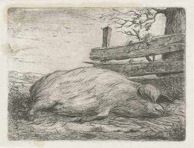横たわるイノシシ 作： Jacobus Cornelis Gaal