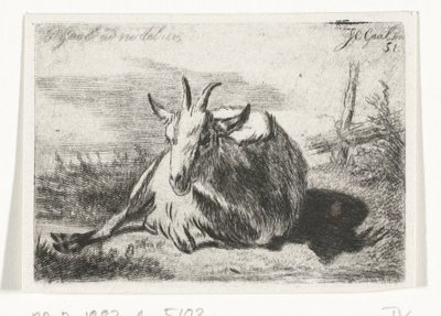 左に横たわるヤギ 作： Jacobus Cornelis Gaal