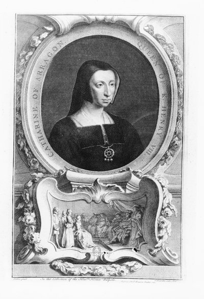 アラゴンのキャサリンの肖像、1743 作： Jacobus Houbracken