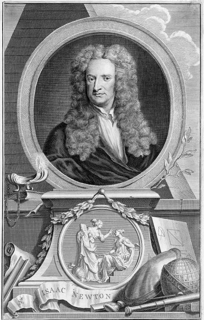 アイザックニュートン1642-1727、英語の数学者、天文学者、物理学者、1738年 作： Jacobus Houbraken