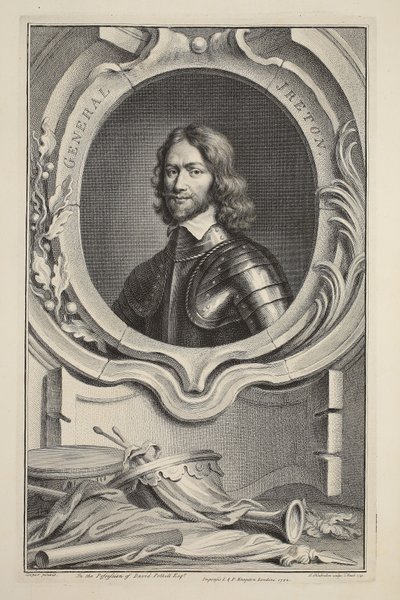 イレトン将軍の肖像画、「イギリスの著名人の頭」からのイラスト、パブ。ナップトン、ロンドン1742 作： Jacobus Houbraken