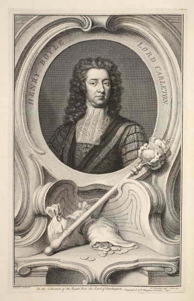 カールトン卿ヘンリー・ボイルの肖像（1742年にロンドンのナプトン社から出版された「英国の著名人の頭部」の挿絵）（彫刻 作： Jacobus Houbraken