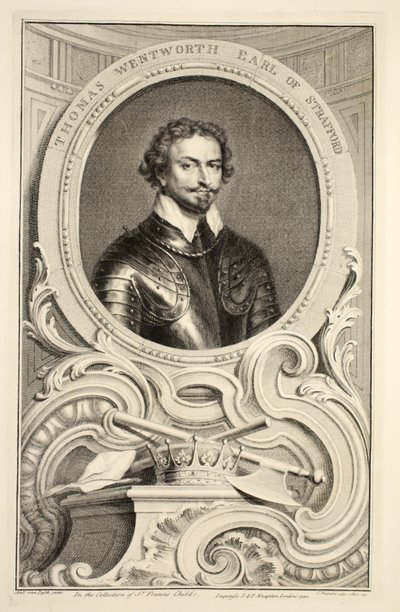 ストラットフォード伯のトーマスウェントワースの肖像画。ナップトン、ロンドン1742 作： Jacobus Houbraken