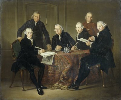 四人の摂政、秘書、そしてアムステルダムのハンセン病患者の家の父、1773 年 作： Jacobus Luberti Augustini