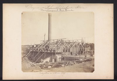 1867 年 10 月 18 日の Prins Alexander / Kralingscheveer 上部蒸気ポンプ場 (オブジェクトのタイトル) ロッテルダムの東にあるシーラントのプラッセンの排水 (オブジェクトのシリーズ タイトル) 作： Jacobus van Gorkom jr.