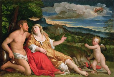 火星とヴィーナスとキューピッド（油彩・キャンバス） 作： Jacopo (c.1480 1528) Palma