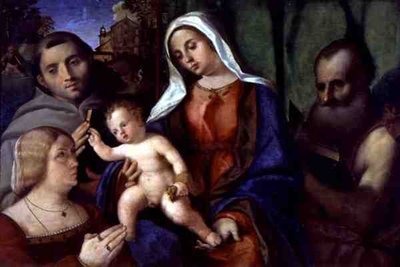 ドナーとの聖なる対話（油彩・パネル） 作： Jacopo (c.1480 1528) Palma