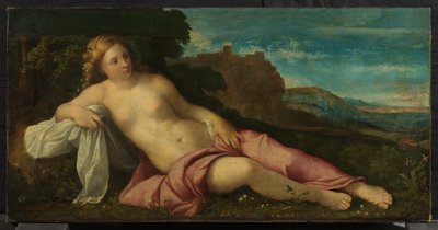 風景の中のヴィーナス、1520年頃（キャンバスに油彩） 作： Jacopo (c.1480 1528) Palma