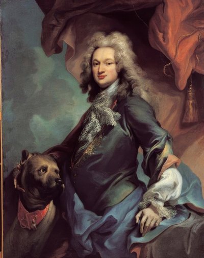 マスティフを持つ紳士の肖像画 作： Jacopo Amigoni