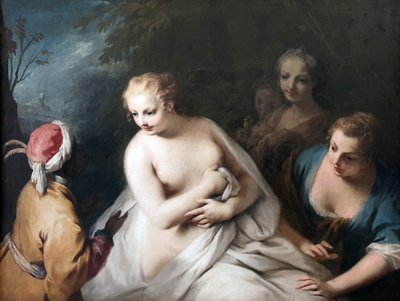 ドイツ語：Bathseba im Bade erhält die Botschaft Davids 風呂場でダビデのメッセージを受け取るBathseba 作： Jacopo Amigoni