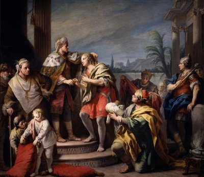 ファラオの前のジョセフ、1749年 作： Jacopo Amigoni