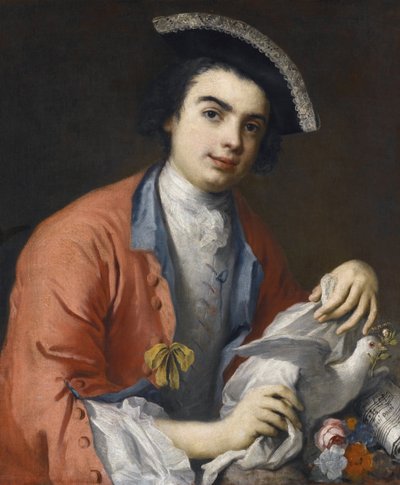 Portrait de Carlo Broschi dit Farinelli, chanteur contralto et soprano, castrat italien - カルロ・ブロスキ（1705-1782）の肖像（ファリネッリ） par Amigoni, Jacopo（1675-1752）。油彩・キャンバス、サイズ：76x63,5 - 個人蔵 作： Jacopo Amigoni