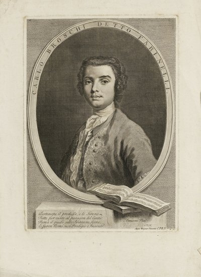 歌手のファリネリ・カルロ・ブロスキの肖像1705-1782、1735 作： Jacopo Amigoni