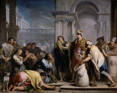 ベンジャミンの袋に入ったジョセフスシルバーカップ、1749年頃 作： Jacopo Amigoni