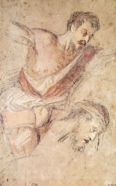 鞭毛の研究：男の精練とキリストの頭、 作： Jacopo Bassano