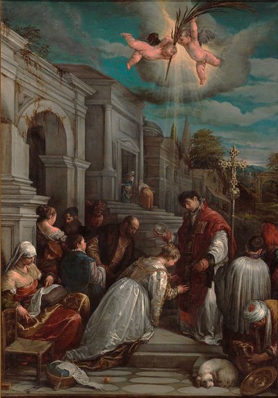 聖バレンタインに聖ルシラ神殿を洗礼、1575年 作： Jacopo Bassano il vecchio