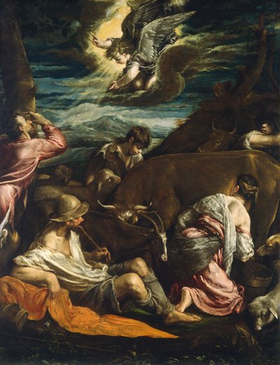 羊飼いへの告知、おそらく15551560。 作： Jacopo Bassano il vecchio