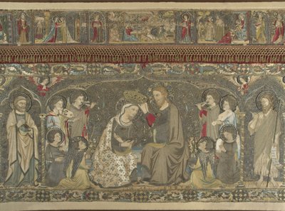8 人の天使と 14 人の聖人の間で聖母の戴冠式 教会の刺繍、1 作： Jacopo Cambi