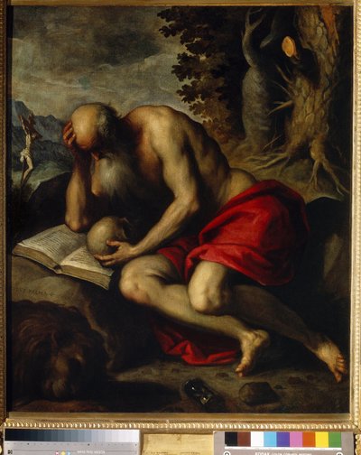 聖ジェローム。 Jacopo Palma il Giovane the Younger（1544-1628）による絵画、キャンバスに油彩 作： Jacopo Il Giovane Palma