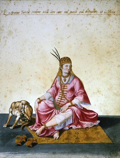 トルコ人女性（紙に水彩、ペン＆インク 作： Jacopo Ligozzi