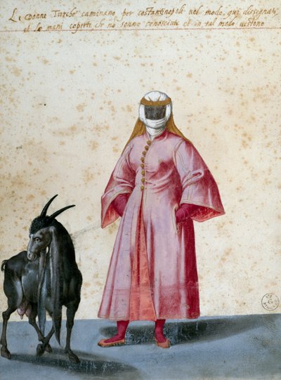 ヤギを連れたトルコ人女性、ヤコポ・リゴッツィ（1547-1627）の絵 作： Jacopo Ligozzi