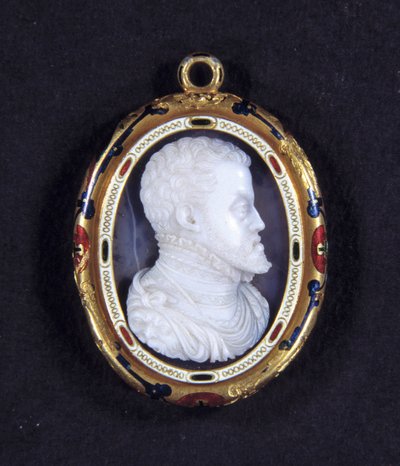 スペイン王フィリップ2世(1527-1598)の肖像。カルドニのメダイヨン 作： Jacopo Nizzola da Trezzo