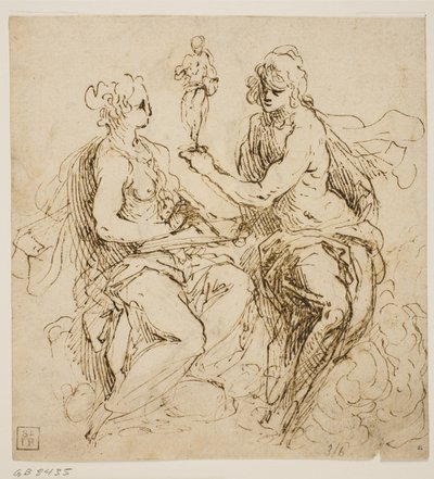 雲の上に座る絵画と彫刻の擬人化 作： Jacopo Palma
