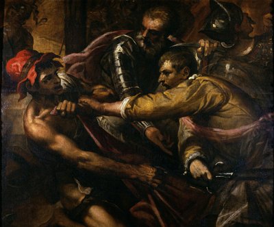 服を争う兵士 作： Jacopo Palma