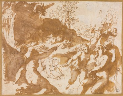 名声の呼び声によって目覚めたアポロとミューズたち、1590 年代。 作： Jacopo Palma il Giovane