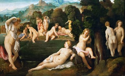 Nymphs Bathing、ca 1528 作： Jacopo Palma il Vecchio the Elder