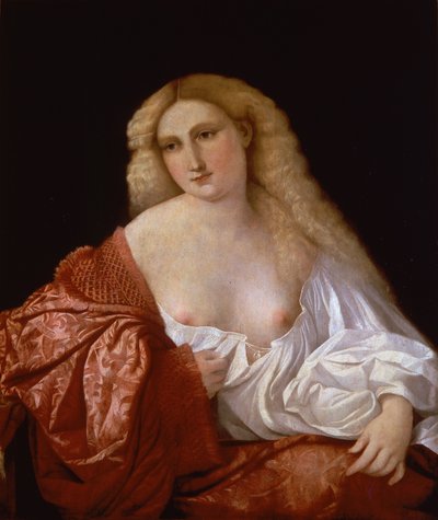 女性の肖像遊女の肖像1520 作： Jacopo Palma il Vecchio the Elder