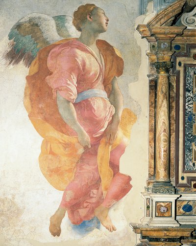 ポントルモ（1494-1556）として知られるジャコモ・カルッチ作の大天使ガブリエル、フレスコ画、カッポーニ礼拝堂、サンタ・フェリチータ教会、フィレンツェ 作： Jacopo Pontormo