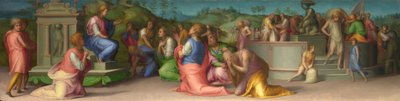 ジョセフ兄弟はジョセフの物語からの場面からの助けを頼みます、1515年頃 作： Jacopo Pontormo
