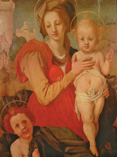 洗礼者聖ヨハネとマドンナと子供（パネル） 作： Jacopo Pontormo