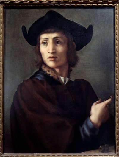 宝石商の肖像。ヤコポ（イアコポ）・カルッチ・ディット・イル・ポントルモ（ポントルモ）（1494-1556）の絵画 作： Jacopo Pontormo