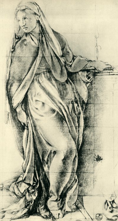 受胎告知のための聖母マリアのスケッチ、16世紀半ば、1943年。 作： Jacopo Pontormo