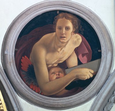 聖マタイ、伝道者のキューポラからのトンド、1528年（パネル） 作： Jacopo Pontormo