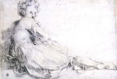 ポッジョ・ア・カイノのヴィラ・メディチのための女性像の習作（木炭） 作： Jacopo Pontormo